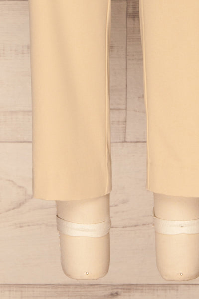 Issie Sesame Light Beige Straight Leg Pants | La petite garçonne bottom close-up