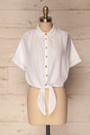 Istiaia White Tied Waist Crop Shirt | Boutique 1861 1