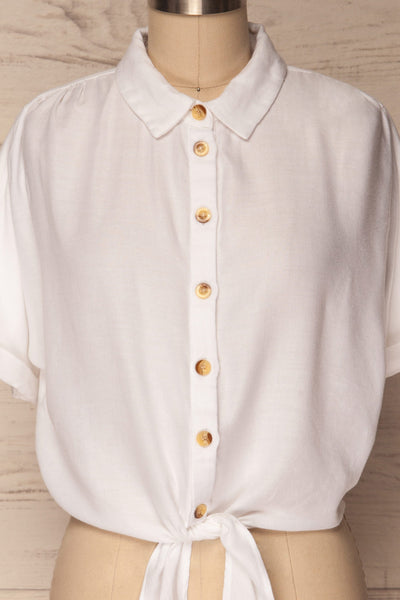 Istiaia White Tied Waist Crop Shirt | Boutique 1861 2