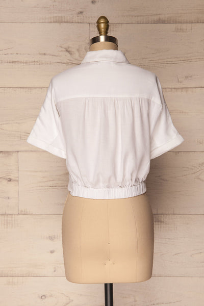 Istiaia White Tied Waist Crop Shirt | Boutique 1861 5