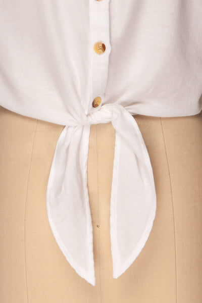 Istiaia White Tied Waist Crop Shirt | Boutique 1861 7