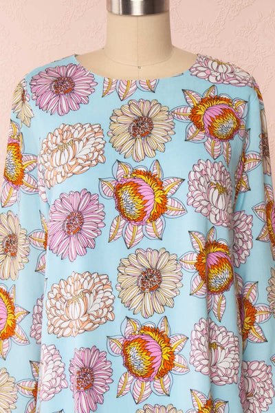 Ivette Colourful Floral Print Short Dress | Boutique 1861 front close up