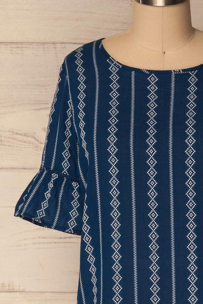 Izier Blue Top with Bell Sleeves & Embroidery | La Petite Garçonne 2