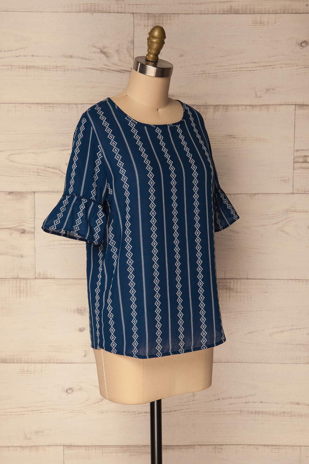 Izier Blue Top with Bell Sleeves & Embroidery | La Petite Garçonne 3