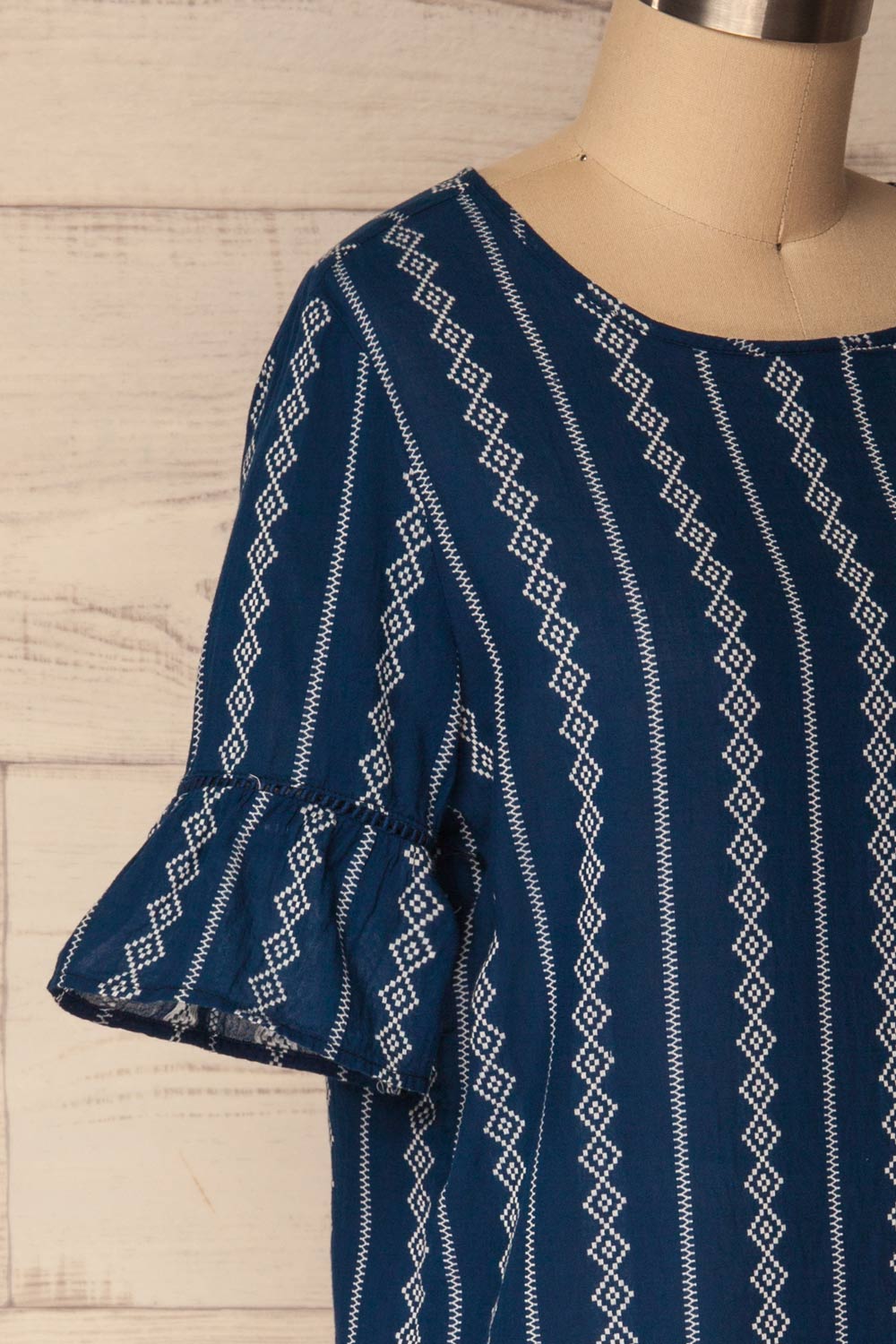 Izier Blue Top with Bell Sleeves & Embroidery | La Petite Garçonne 4