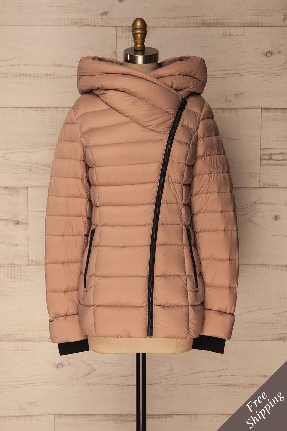 Jacinda Dusty Pink Quilted Coat with Hood | La Petite Garçonne Chpt. 2