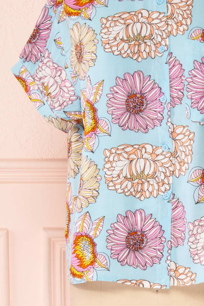 Jacinthe Colourful Floral Print Short Sleeve Shirt | Boutique 1861 sleeves