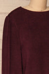 Jaen Burgundy Ribbed Long Sleeve Dress | La petite garçonne side close-up