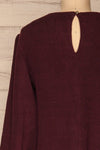 Jaen Burgundy Ribbed Long Sleeve Dress | La petite garçonne back close-up