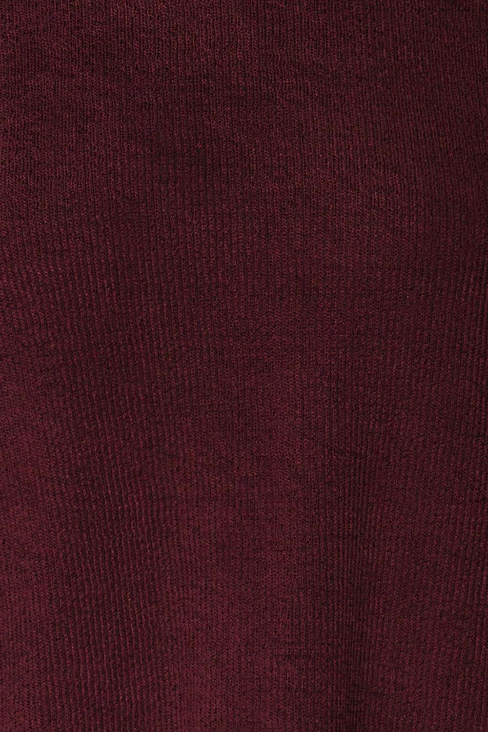 Jaen Burgundy Ribbed Long Sleeve Dress | La petite garçonne fabric 