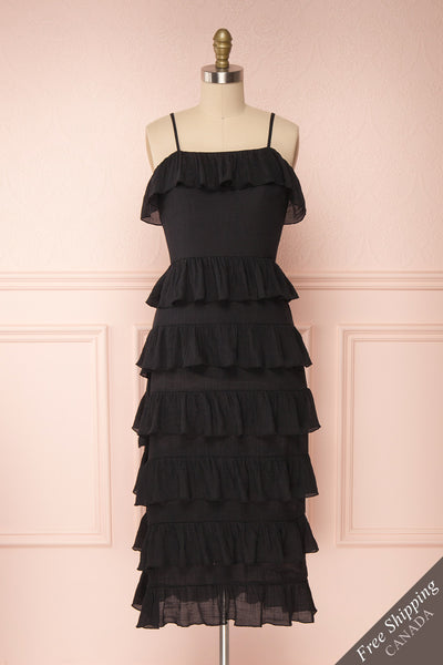 Jagusia Black Thin Straps Midi Dress | Boutique 1861 front view