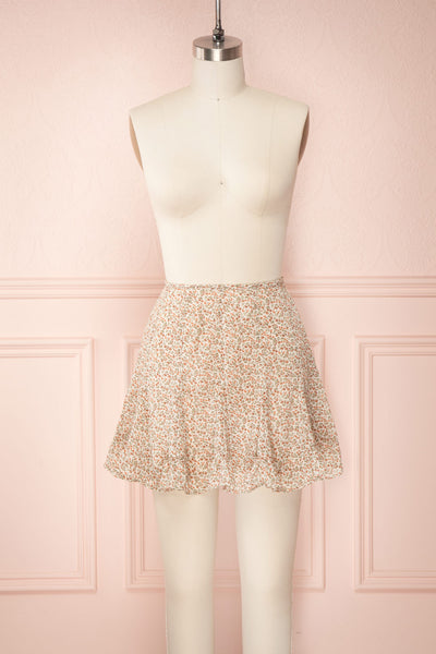 Jaimie Floral Short Skirt w/ Frills | Boutique 1861 front view