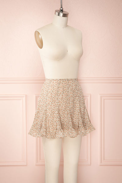 Jaimie Floral Short Skirt w/ Frills | Boutique 1861 side view