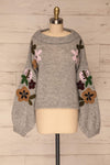 Jankowo Grey Knit Sweater | Tricot Fleuri | La Petite Garçonne front view
