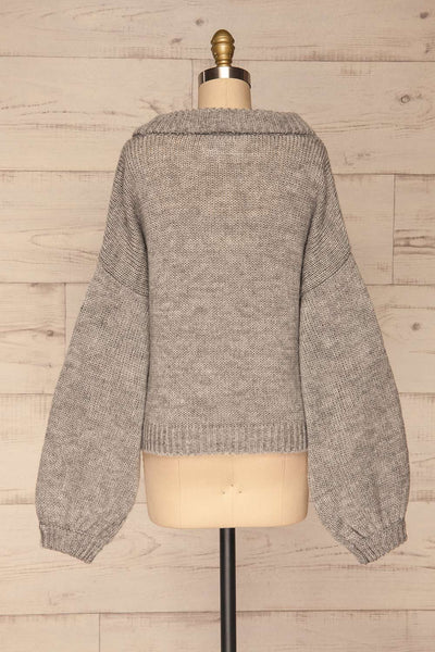 Jankowo Grey Knit Sweater | Tricot Fleuri | La Petite Garçonne back view