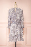 Janina Grey Patterned Long Sleeve Short Dress | Boutique 1861 back view