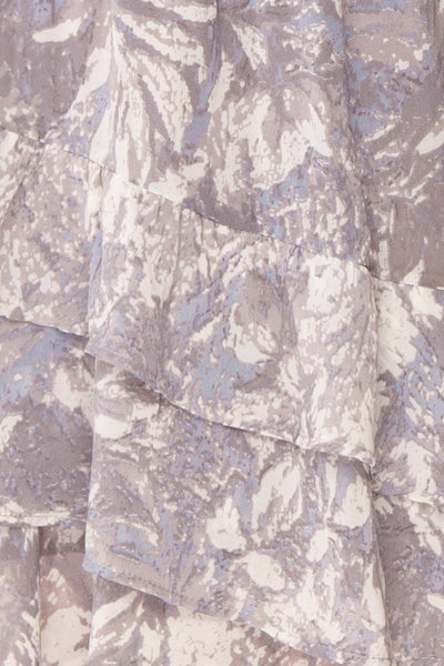 Janina Grey Patterned Long Sleeve Short Dress | Boutique 1861 fabric