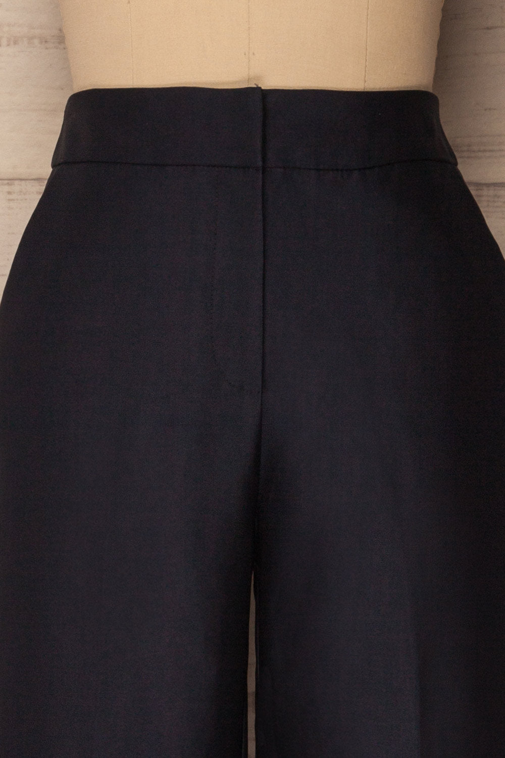 Jarero Navy Blue Cropped Dress Pants waist close-up | La Petite Garçonne Chpt. 2 2