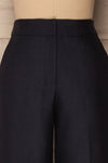 Jarero Navy Blue Cropped Dress Pants waist close-up | La Petite Garçonne Chpt. 2 2