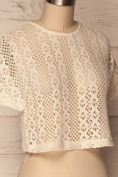 Jasien Ivory Crocheted Lace Crop Top | La Petite Garçonne 4