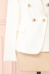 Jatayu White Tailored Jacket w/ Gold Buttons sleeve | Boudoir 1861