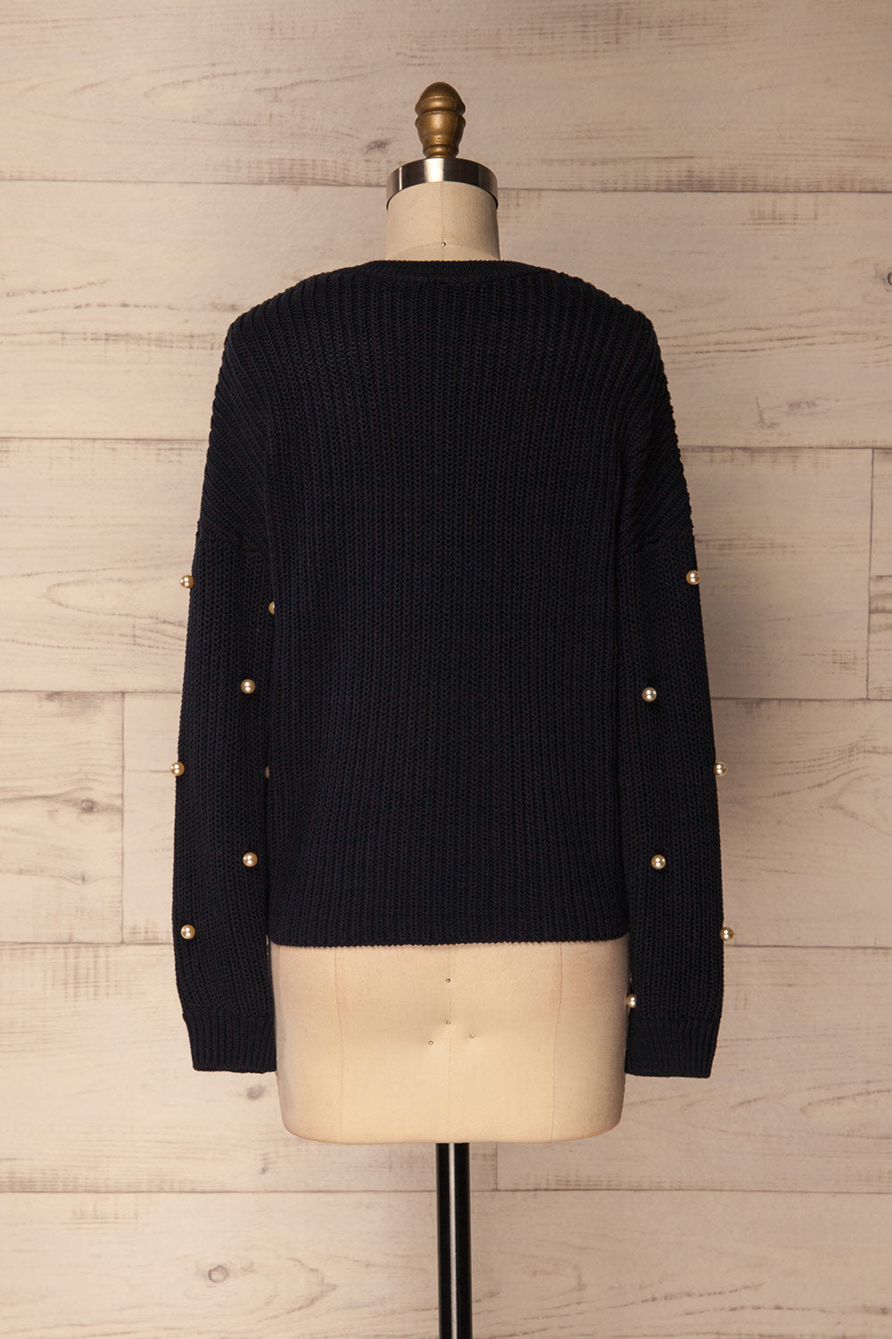 Jatiel Navy Blue Knit Sweater with Pearls | La Petite Garçonne 6