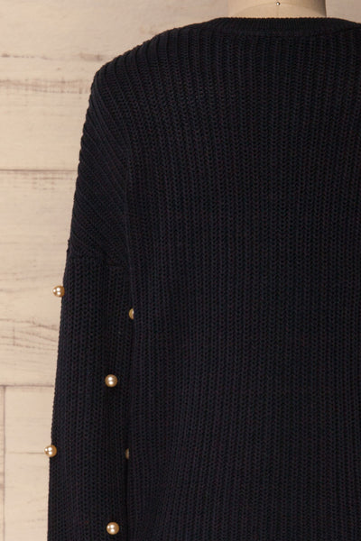 Jatiel Navy Blue Knit Sweater with Pearls | La Petite Garçonne 7