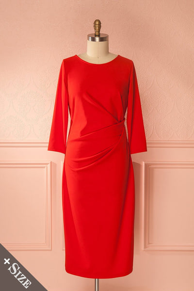 Jaya Passion Red Plus Size Midi Cocktail Dress | Boutique 1861