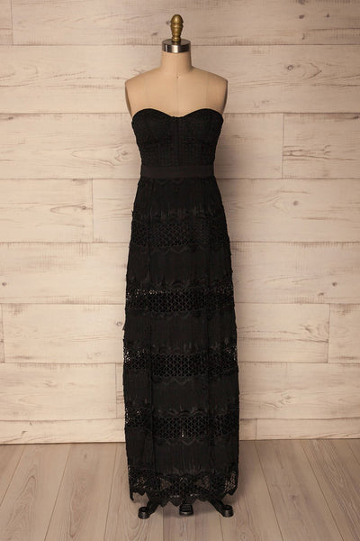 Jedlina Black Lace Maxi Bustier Dress | La petite garçonne