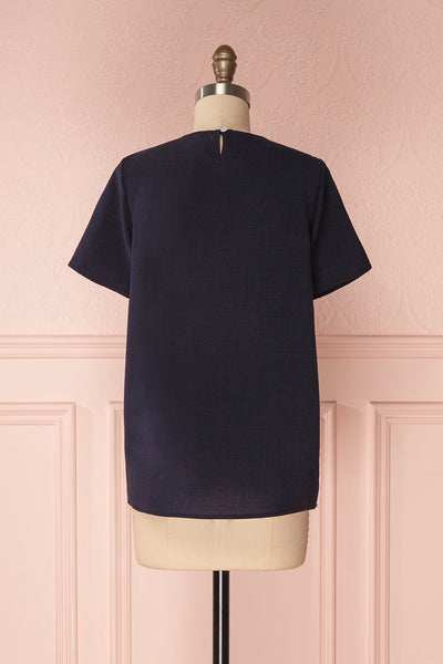 Jehane Loose Navy T-Shirt with Pink Bows & Pearls | Boutique 1861 6