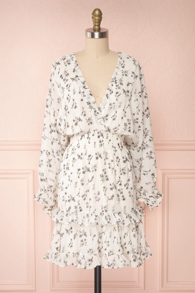 Joanie White Puffy Sleeve Floral Dress | Boutique 1861 bottom