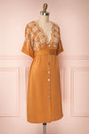 Jodie Camel Orange Button-Up Midi Dress | Boutique 1861 side view