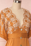 Jodie Camel Orange Button-Up Midi Dress | Boutique 1861 side close-up