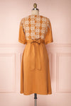 Jodie Camel Orange Button-Up Midi Dress | Boutique 1861 back view