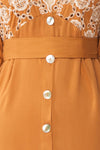 Jodie Camel Orange Button-Up Midi Dress | Boutique 1861 fabric