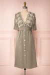 Jodie Khaki Green Button-Up Midi Dress | Boutique 1861