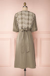 Jodie Khaki Green Button-Up Midi Dress | Boutique 1861 back view