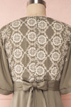 Jodie Khaki Green Button-Up Midi Dress | Boutique 1861  back close-up