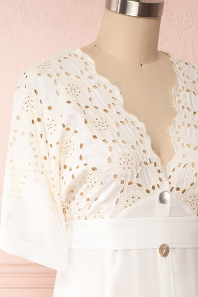 Jodie White Button-Up Midi Dress | Boutique 1861 side close-up