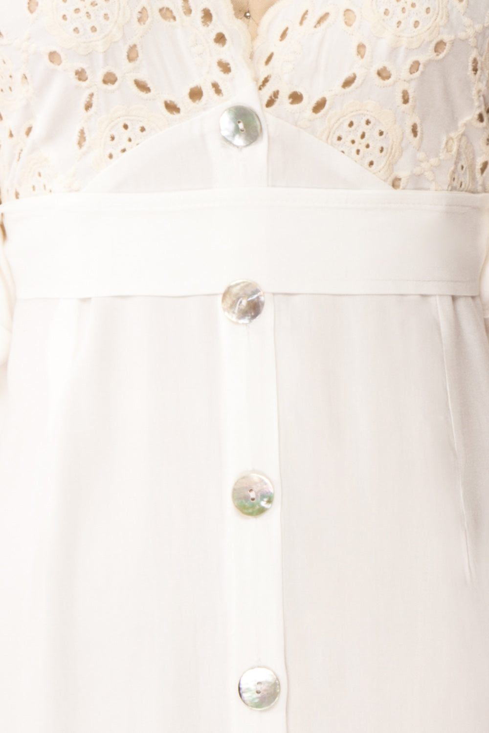 Jodie White Button-Up Midi Dress | Boutique 1861 fabric