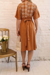 Jodie Camel Orange Button-Up Midi Dress | Boutique 1861 model back