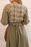 Jodie Khaki Green Button-Up Midi Dress | Boutique 1861 on model