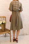 Jodie Khaki Green Button-Up Midi Dress | Boutique 1861 model back