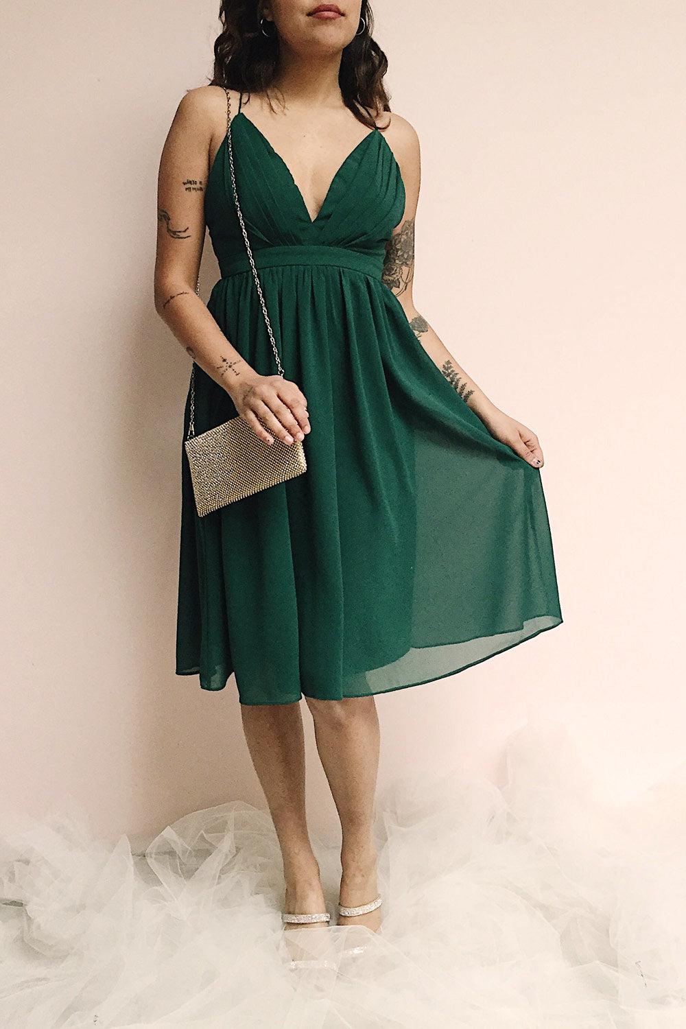 Joelle Emerald Chiffon Cocktail Dress | Robe photo | Boutique 1861