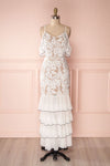 Jonalyn White & Beige Crocheted Lace & Ruffles Dress | Boutique 1861