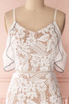 Jonalyn White & Beige Crocheted Lace & Ruffles Dress | Boutique 1861