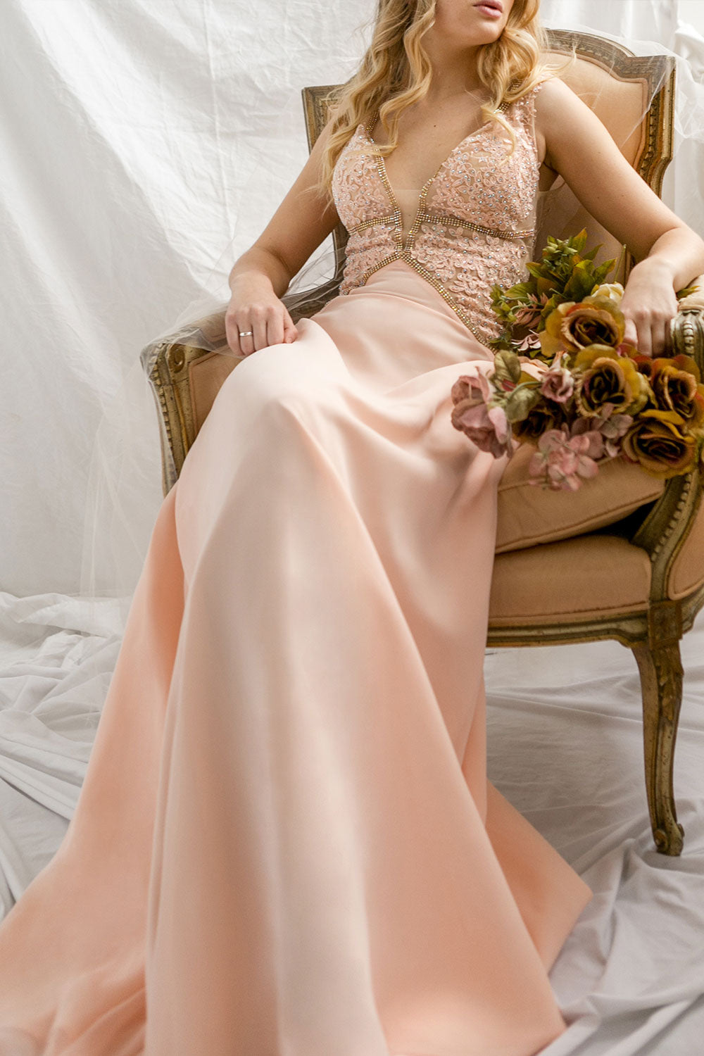 Jonhgan Blush Pink Embroidered Maxi Dress | Boudoir 1861