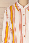 Jordanow White Colorful Striped Button-Up Shirt | La Petite Garçonne front close-up