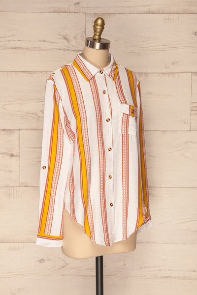 Jordanow White Colorful Striped Button-Up Shirt | La Petite Garçonne side view