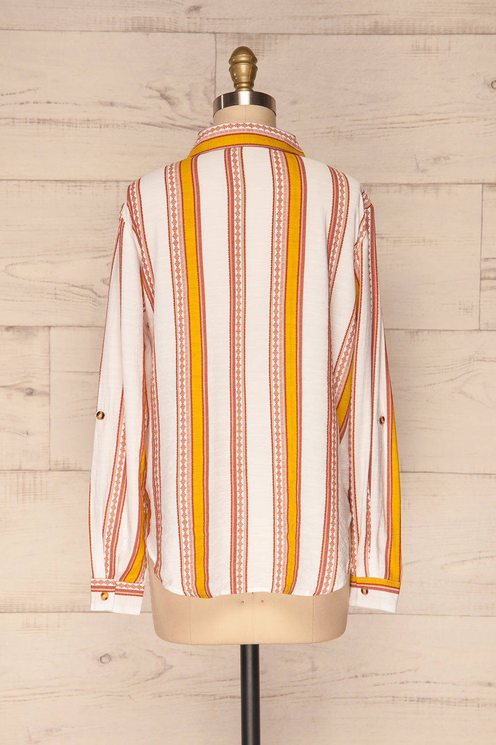 Jordanow White Colorful Striped Button-Up Shirt | La Petite Garçonne back view 